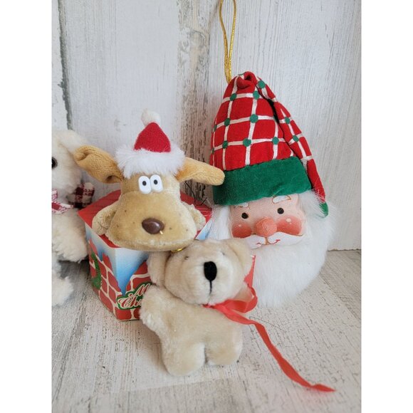 Variety plush Santa reindeer bear snowman ornament Xmas set - Picture 3 of 6